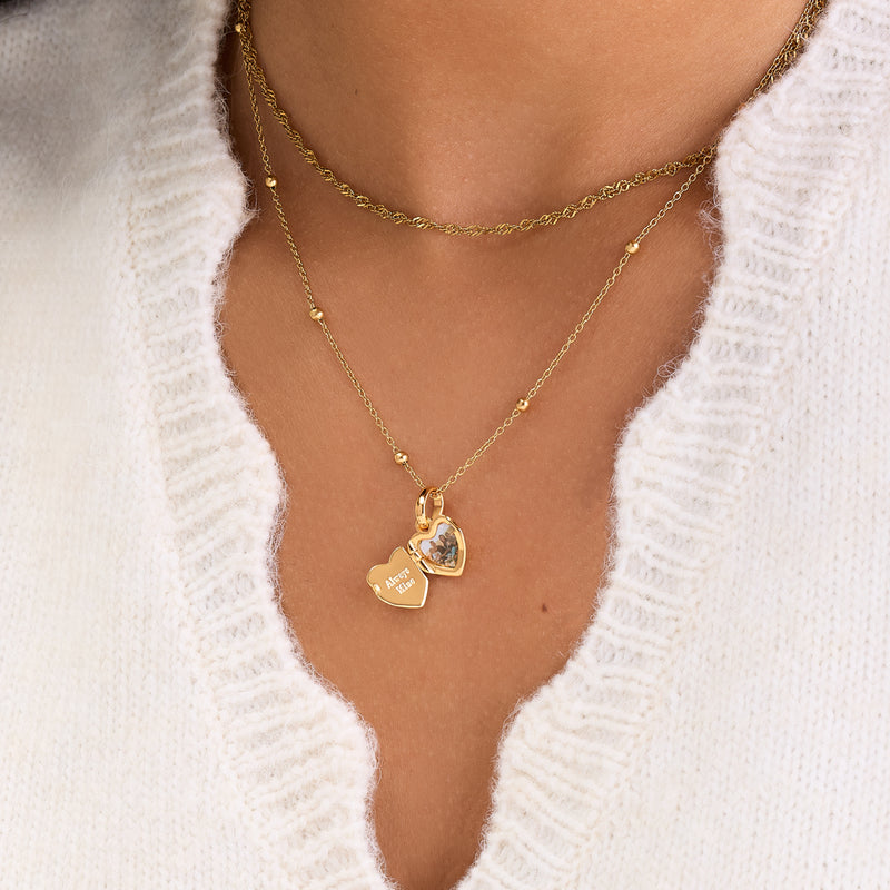 Heart Photo Locket Necklace (Gold)
