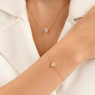 Heart Bracelet & Necklace Set (Gold)