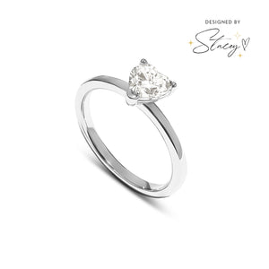 Heart Cut Solitaire Ring 1ct (Silver)