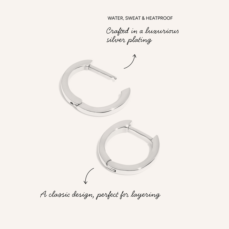 Round Huggie Hoop Earrings (Silver)