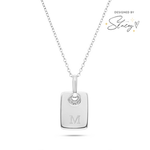 Mini Written In The Stars Initial Tag Necklace (Silver)