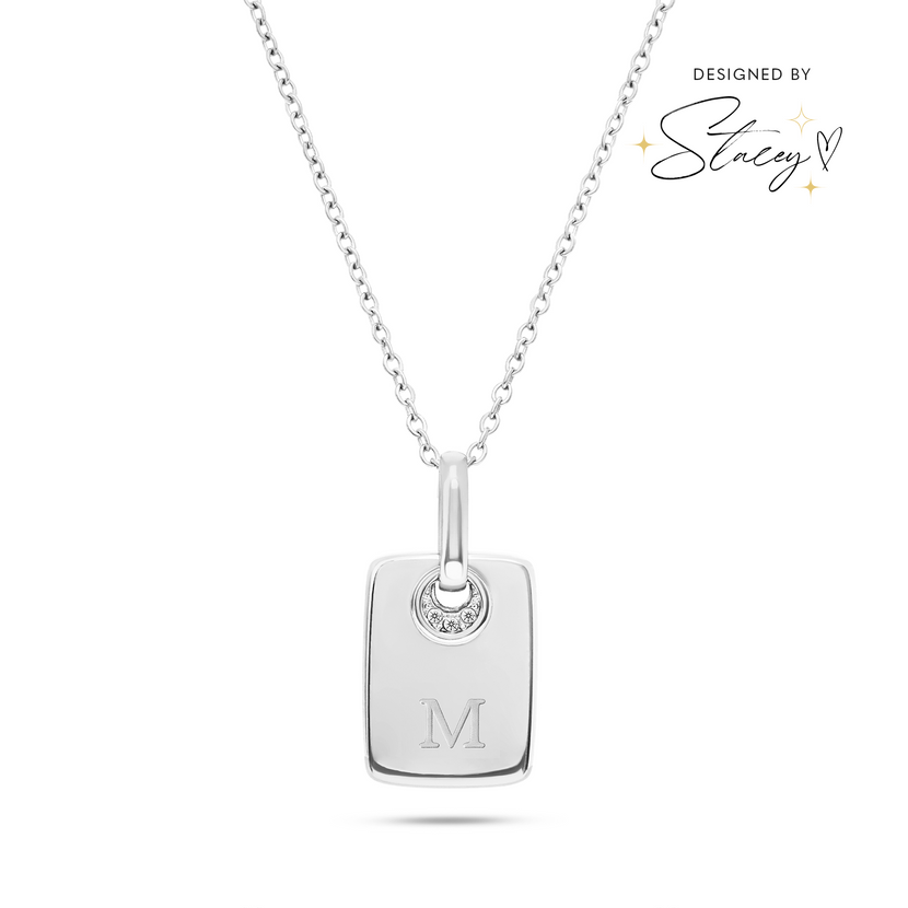Mini Written In The Stars Initial Tag Necklace (Silver)
