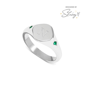 Written In The Stars Initial Signet Ring (Silver)