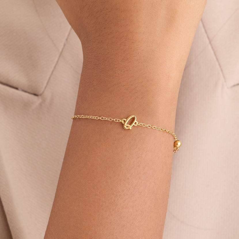 Made Mine Script Letter Bracelet (Gold)