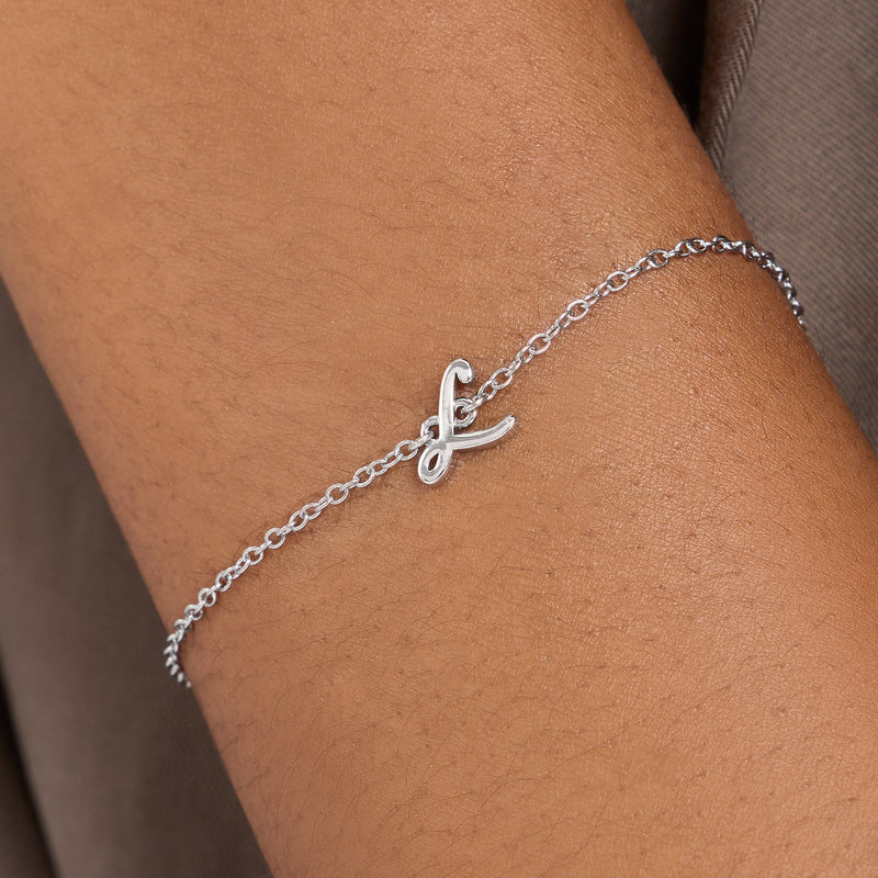 Made Mine Script Letter Bracelet (Silver)