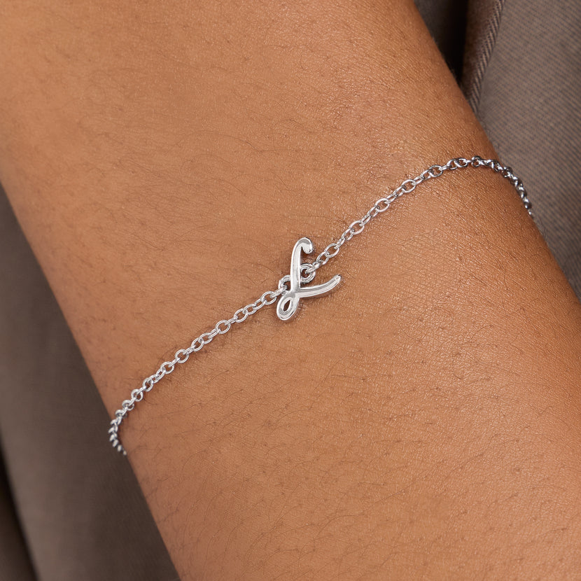 Made Mine Script Letter Bracelet (Silver)