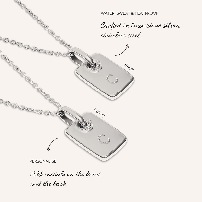 Mini Written In The Stars Initial Tag Necklace (Silver)