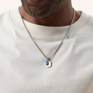 Men's Intersection Birthstone Necklace (Silver)