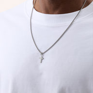 Men's Intersection Cross Necklace (Silver)
