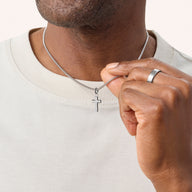 Men's Intersection Cross Necklace (Silver)