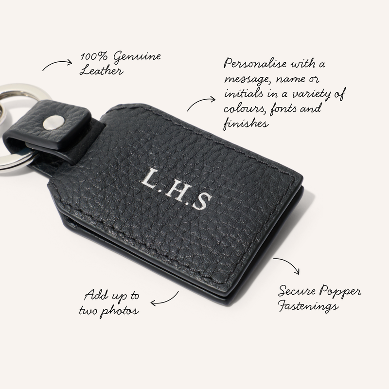 Men's Leather Photo Keyring (Black)