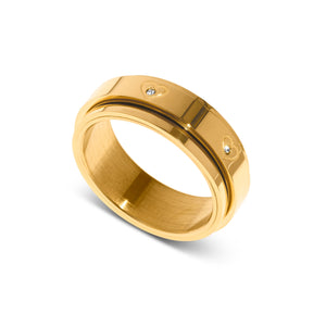 Crystal Heart Kinetic Fidget Ring (Gold)