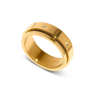 Crystal Heart Kinetic Fidget Ring (Gold)