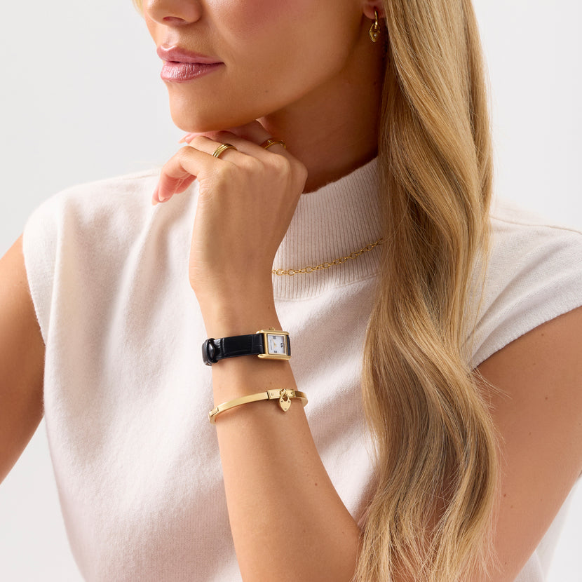 Mini Chelsea Mother of Pearl Leather Watch (Gold)