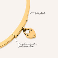 Love Locks Bangle & Birthstone Key Charm Necklace (Gold)