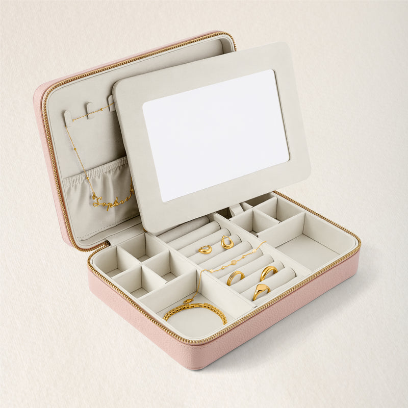 Large Leather Jewellery Box (Blush Nude)