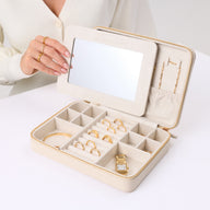 Large Leather Jewellery Box (Oatmilk)