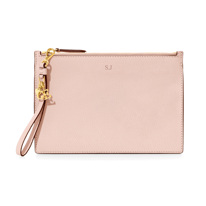 Leather Clutch Pouch (Blush)