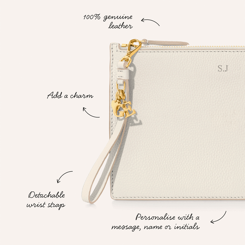 Leather Clutch Pouch (Ivory)