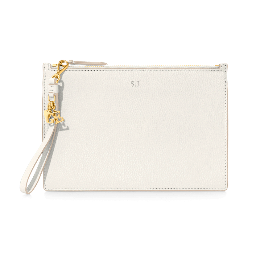 Leather Clutch Pouch (Ivory)