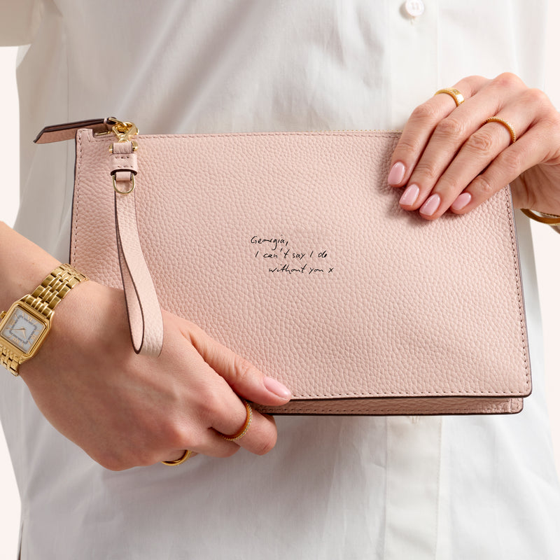 Leather Clutch Pouch (Blush)