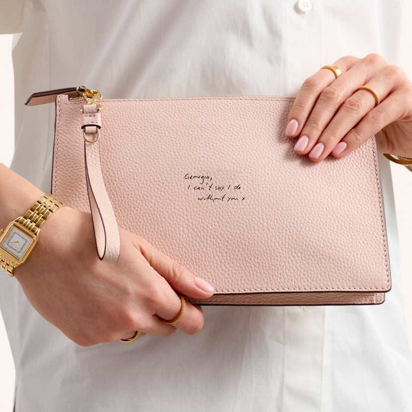 Leather Clutch Pouch (Blush)
