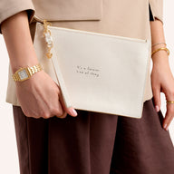 Leather Clutch Pouch (Ivory)