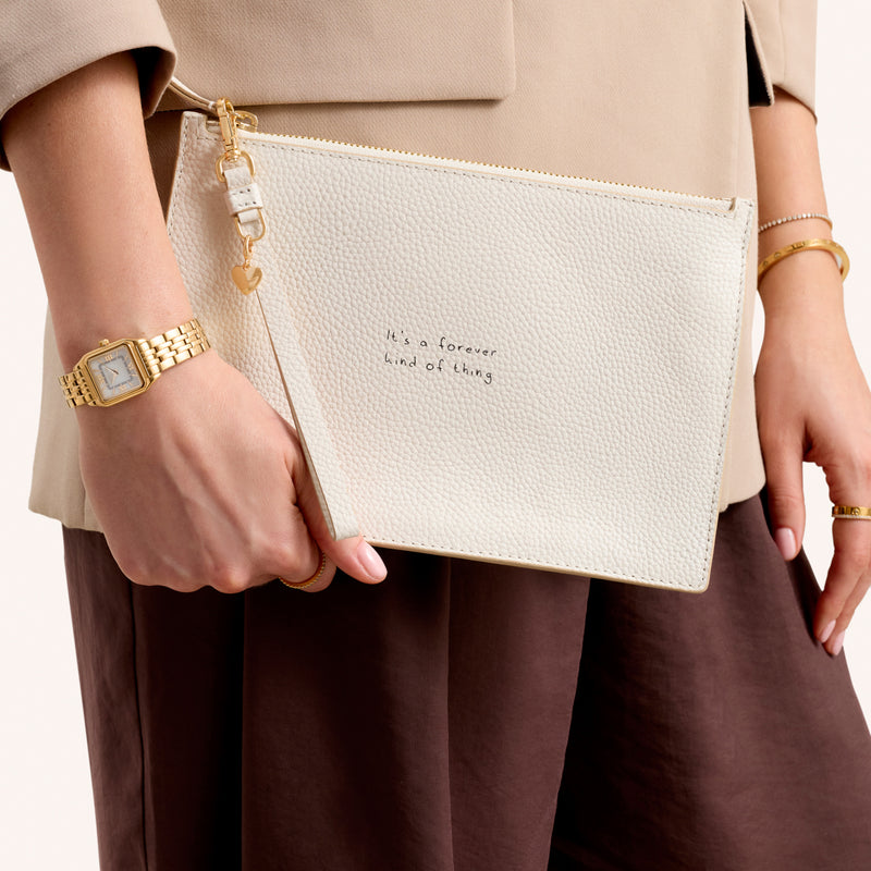 Leather Clutch Pouch (Ivory)
