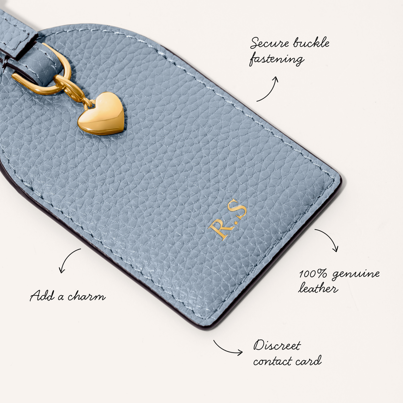 Leather Luggage Tag (Powder Blue)