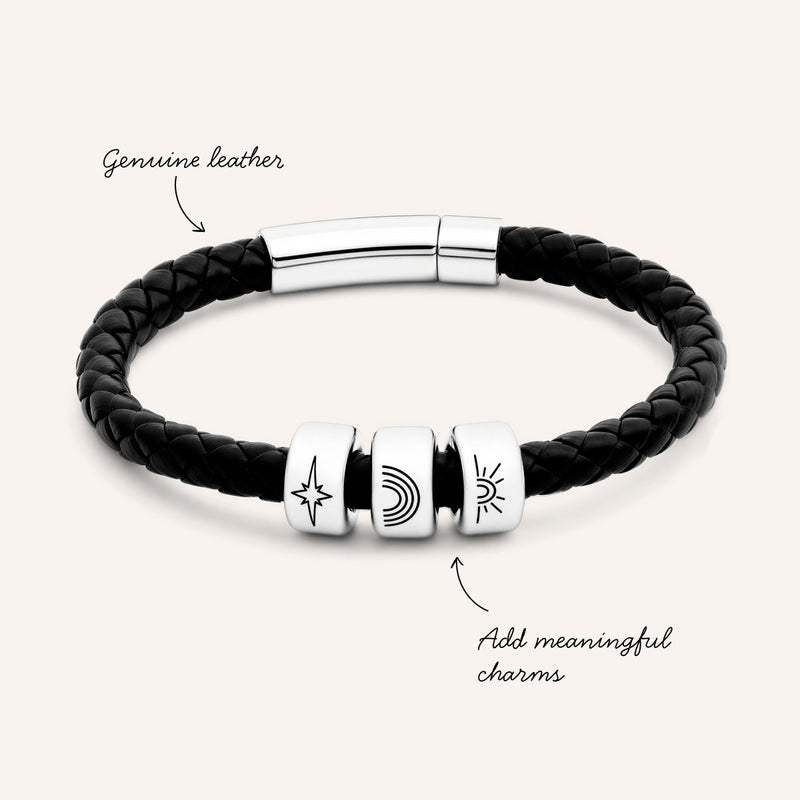 Tommy's Charity Genuine Leather Charm Bracelet (Black)