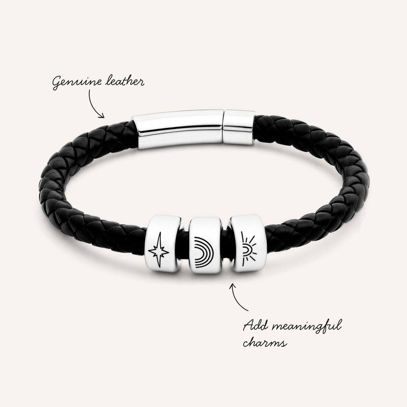 Tommy's Charity Genuine Leather Charm Bracelet (Black)