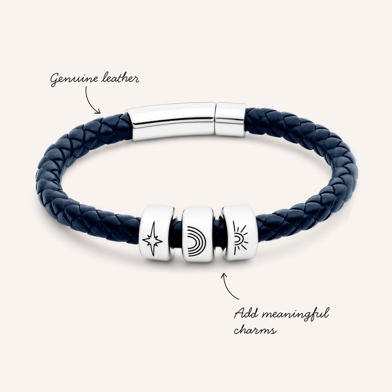 Tommy's Charity Genuine Leather Charm Bracelet (Navy)
