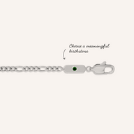 Intersection Figaro Chain Birthstone Necklace (Silver)