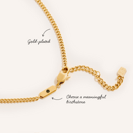 Intersection Curb Chain Birthstone Necklace (Gold)