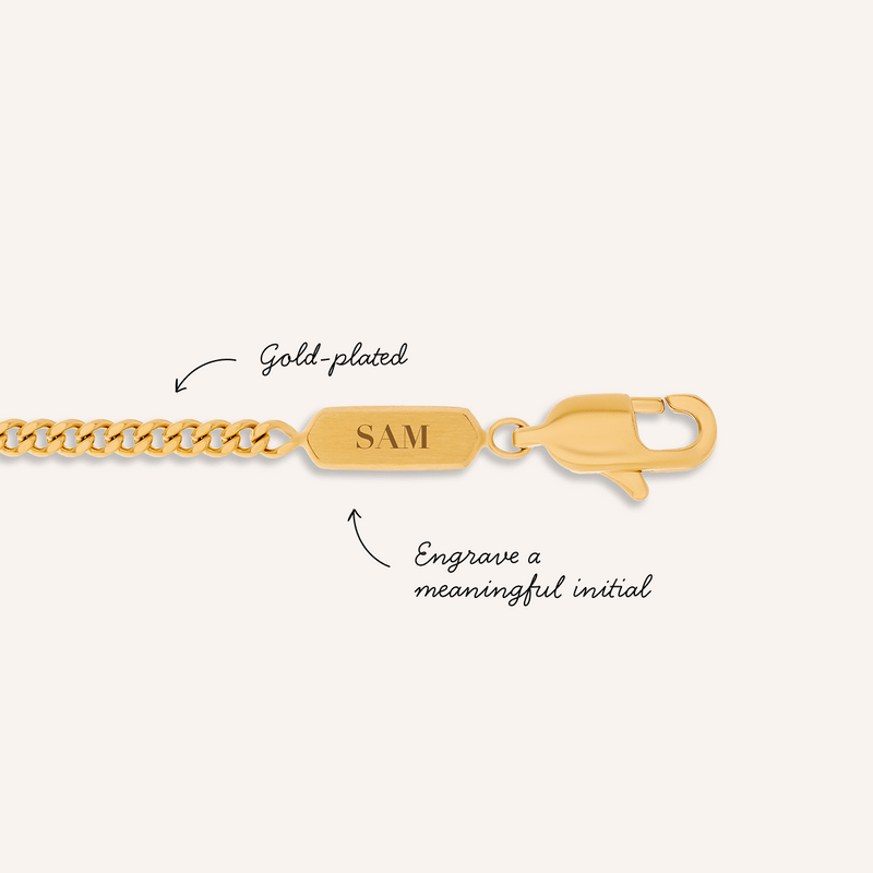 Men's Intersection Curb Chain Engravable Bracelet (Gold)
