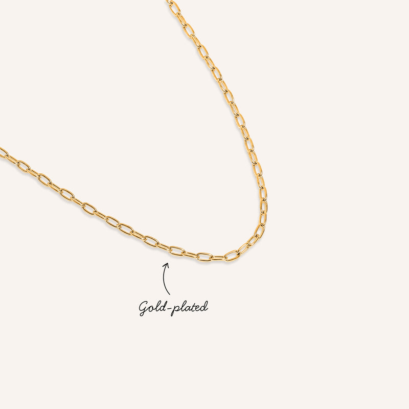 Mini Paperclip Chain Necklace (Gold)