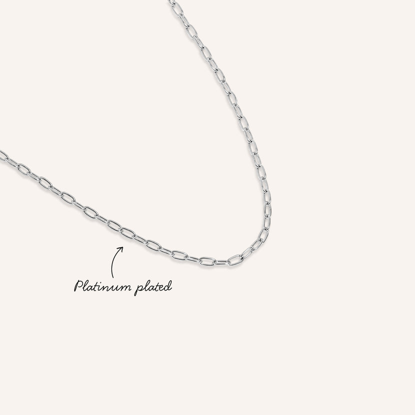 Mini Paperclip Chain Necklace (Silver)