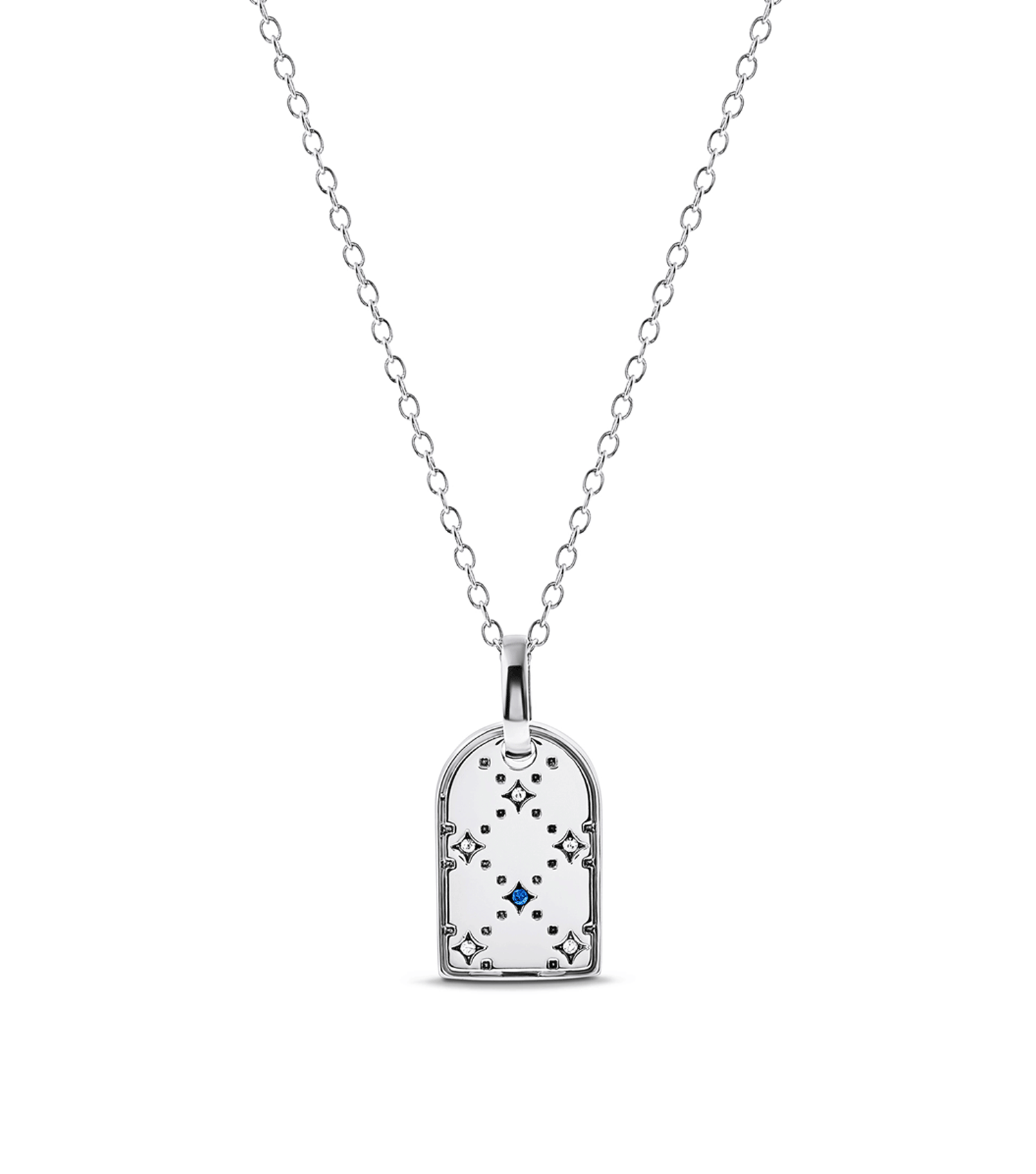 Mini Monogram Birthstone Tag Necklace (Silver)