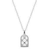Mini Monogram Birthstone Tag Necklace (Silver)