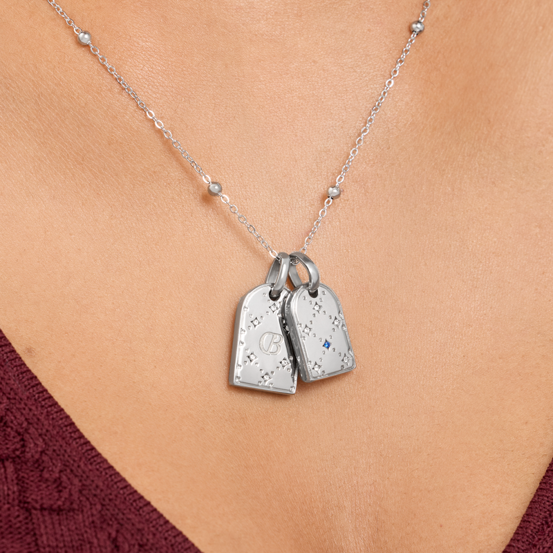 Double Monogram Necklace (Silver)