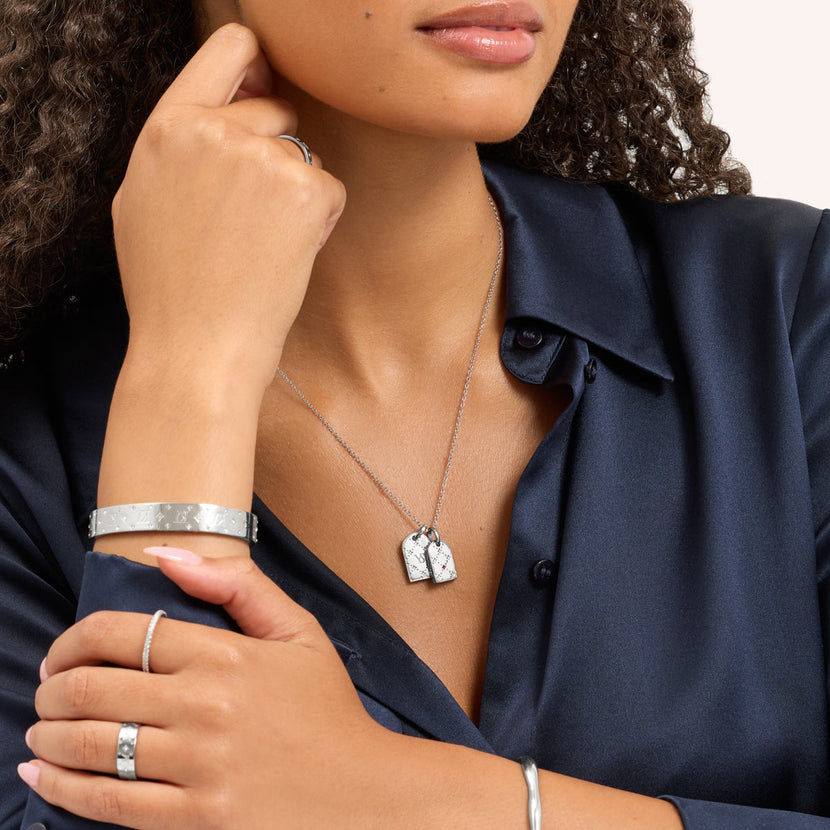 Double Monogram Necklace (Silver)