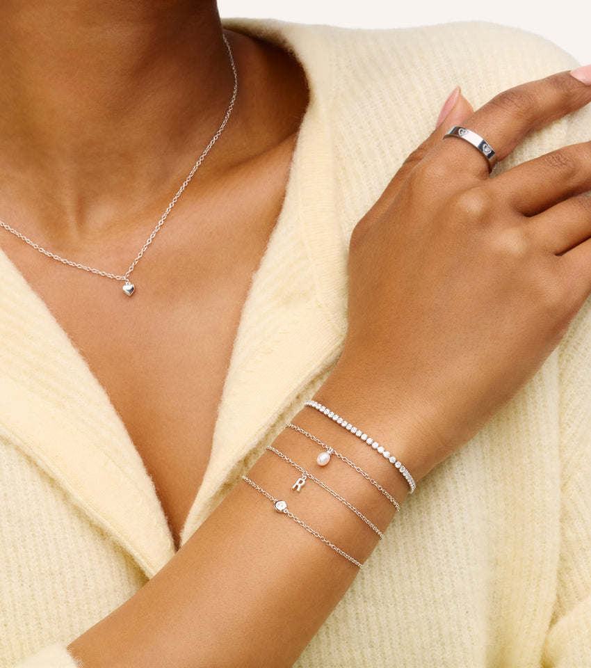 Fine Molten Initial Bracelet (Silver)