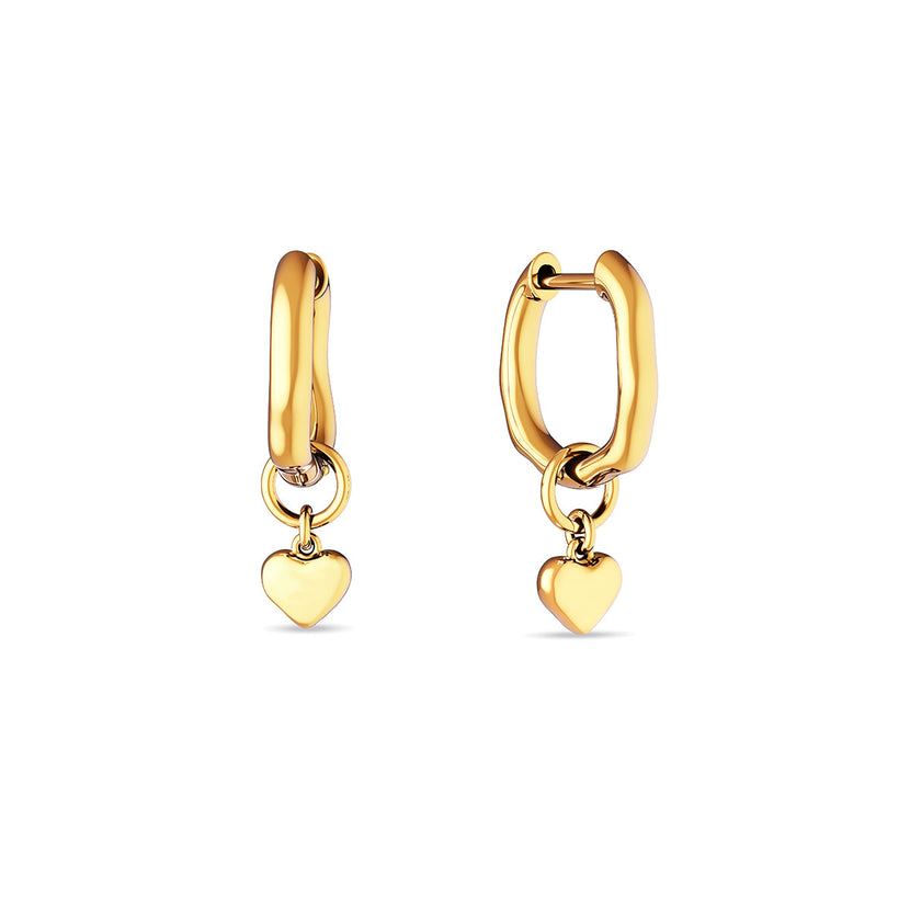 Fine Molten Heart Huggie Earrings (Gold)