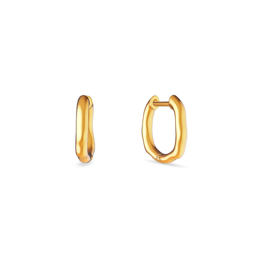 Fine Molten Huggie Earrings (Gold)