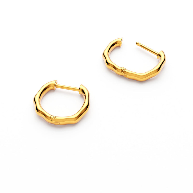 Fine Molten Huggie Earrings (Gold)