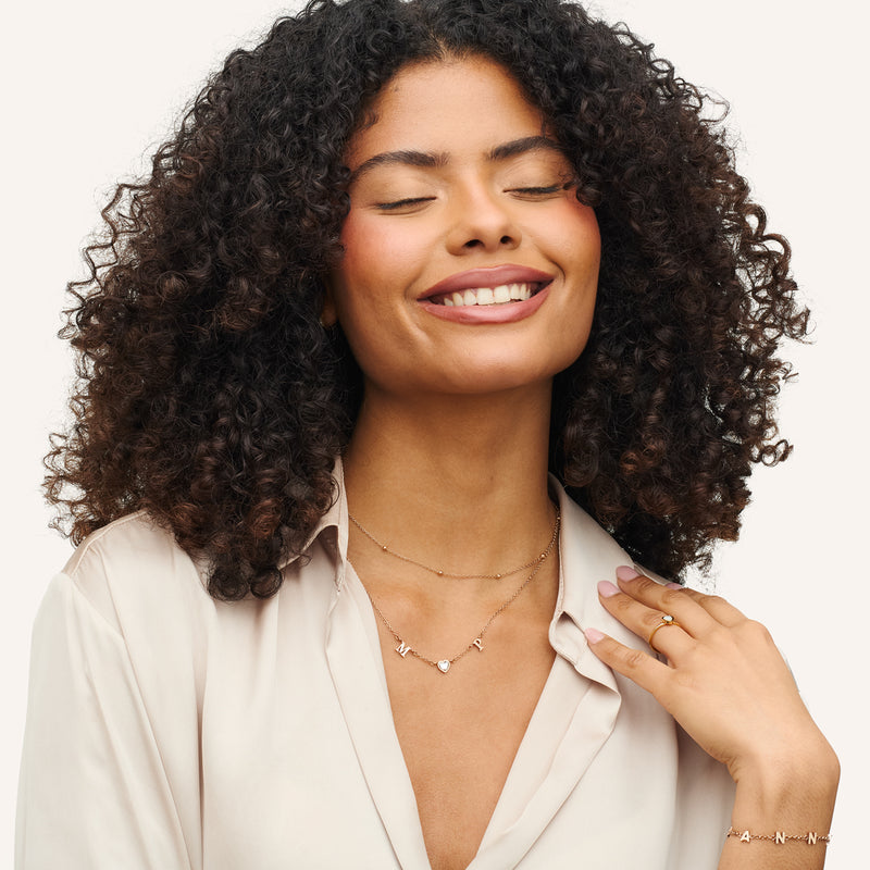 Made Mine Initials & Birthstone Necklace (Rose Gold)