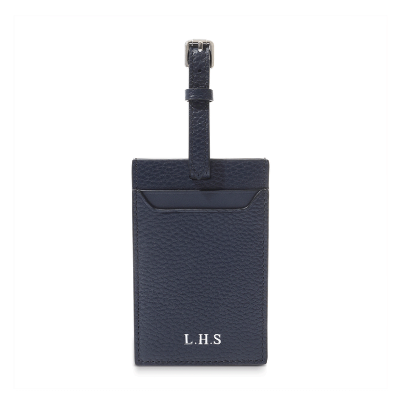 Men's Leather Luggage Tag (Navy)