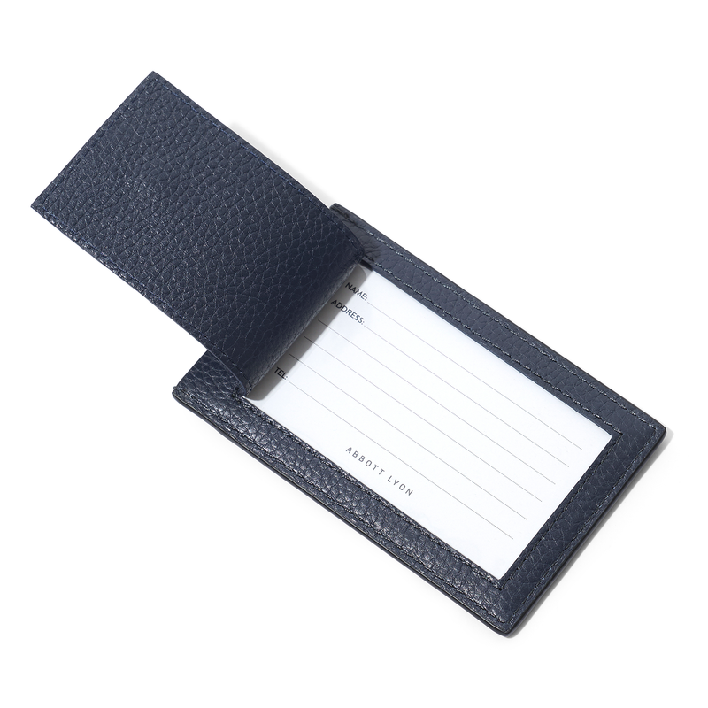 Men's Leather Luggage Tag (Navy)