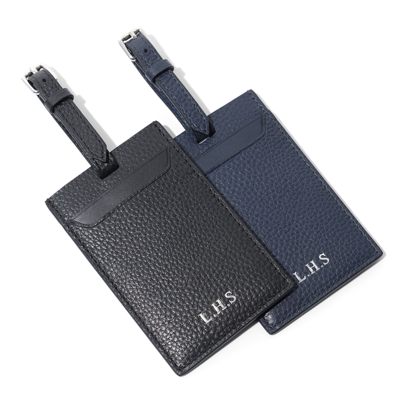 Men's Leather Luggage Tag (Black)