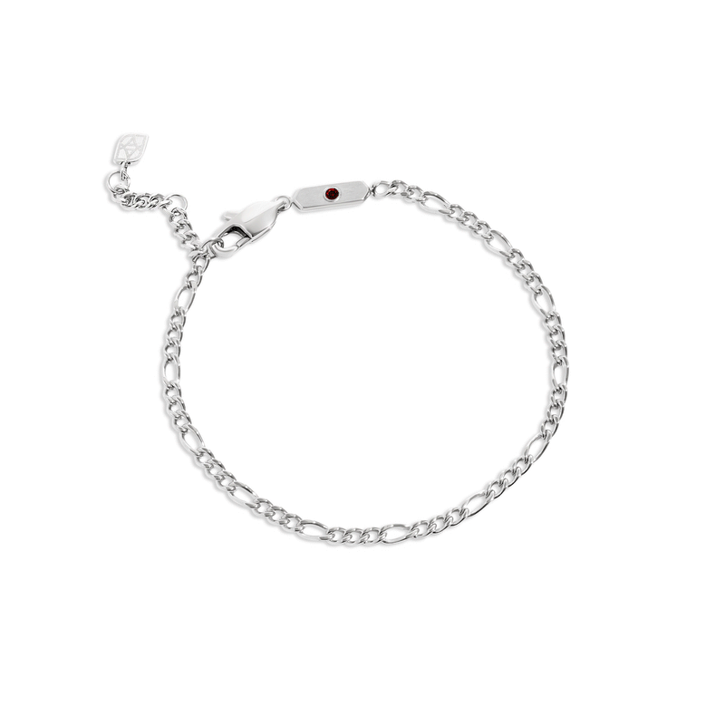 Intersection Figaro Chain Birthstone Bracelet (Silver)